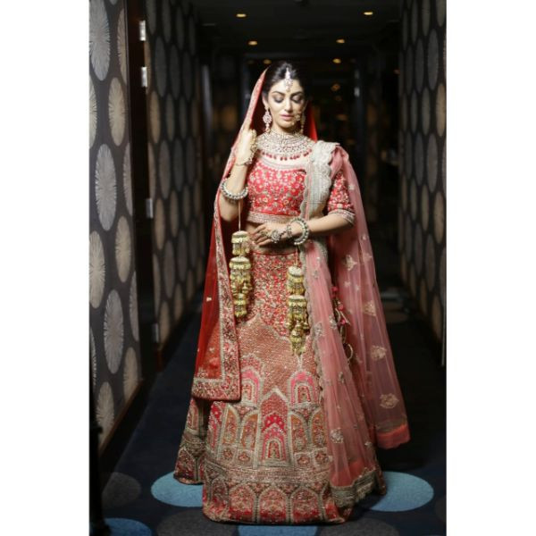 Rent Red-Pink Bridal Lehenga in Gurgaon - Rentit4me