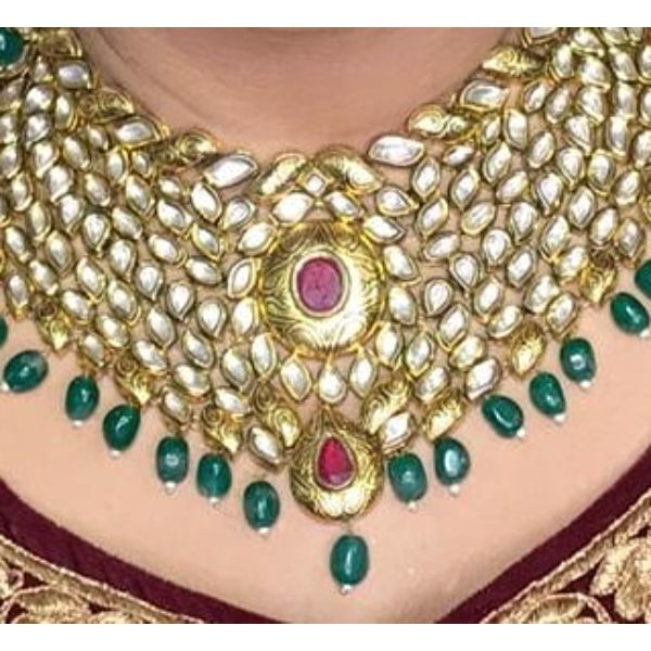 Kundan & Beads Bridal Jewellery Set on rent
