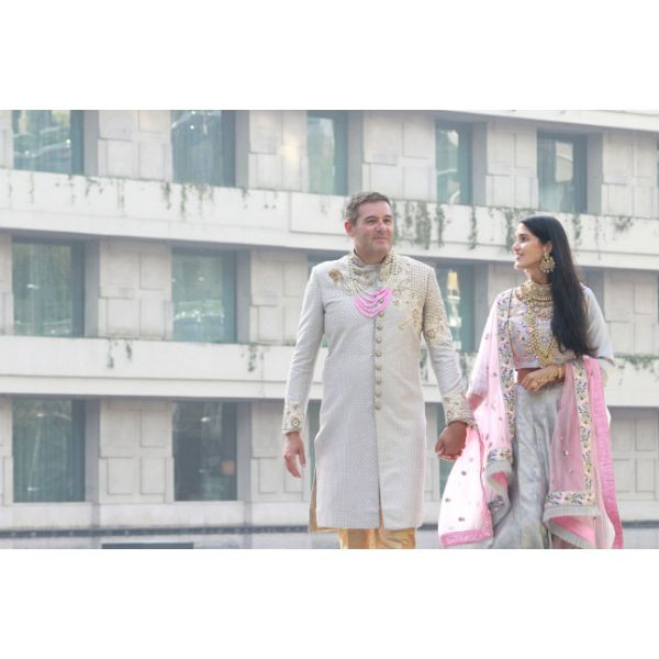 Pastel Color Lehenga Set & Coordinated Sherwani on rent