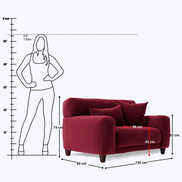 Infinito 1 Seater Love Seat Sofa - 55" on rent