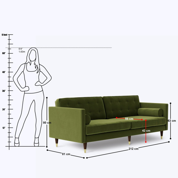 Zenotta 3 Seater Sofa - 83.5" on rent