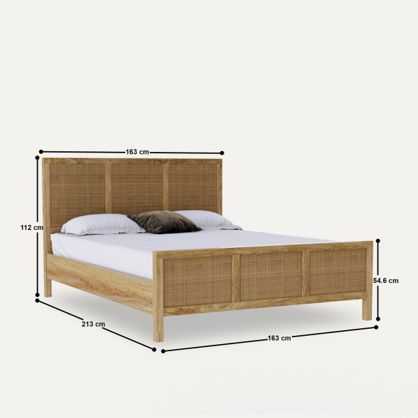 Fibsen Solid Wood Rattan Bed on rent