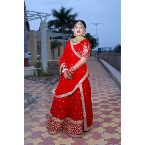 Crimson Royalty Red Bridal Lehenga for Rent on rent