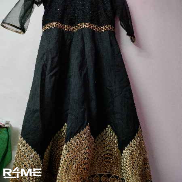 Black Anarkali Party Gown on rent