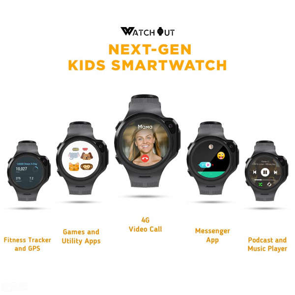 WatchOut Wearables Next-Gen Kids Smartwatch with 4G Video Call, Music, Games, Anti-Theft and Parental Control (Space Grey) on rent