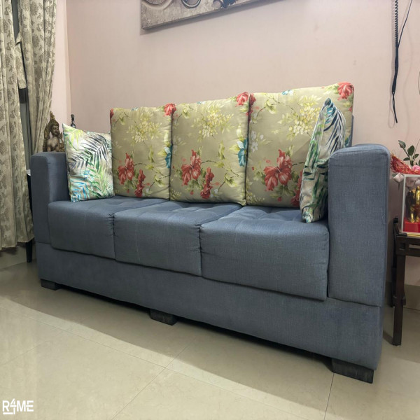 3 SEATER SOFA  6 SEATER WOODEN DINING TABLE AND ALUMINIUM FOLDABLE WALKER FOR HANDICAPPED AND OLD PEOPLE on rent